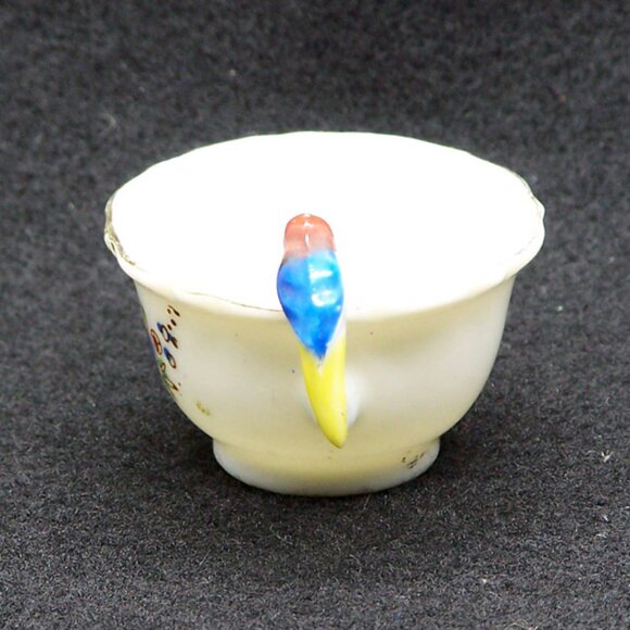 VTG MADE IN JAPAN  Miniature Demitasse Cup with Parakeet Handle and Saucer - Picture 7 of 9
